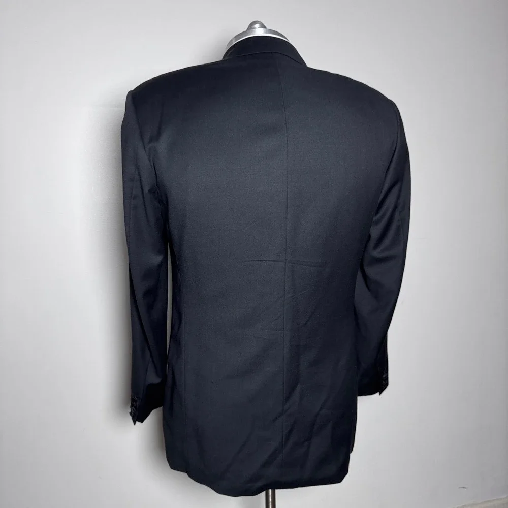 Hugo Boss Tuxedo Blazer Mens 42L Black Solid Double Breasted Peak Lapel Vintage